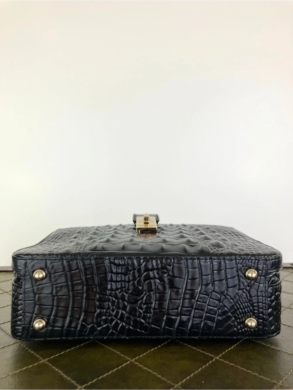Brahmin Evie Black Melbourne Embossed Leather Crossbody Bag